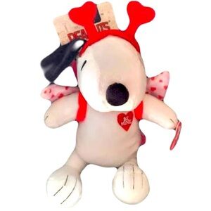 Peanuts Snoopy Dog Plush Squeaky Toy Valentine's Day "Be Mine" with Angel Wings